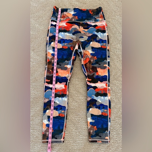 Fabletics Vibrant Blue and Orange Camo Leggings - Picture 4 of 6